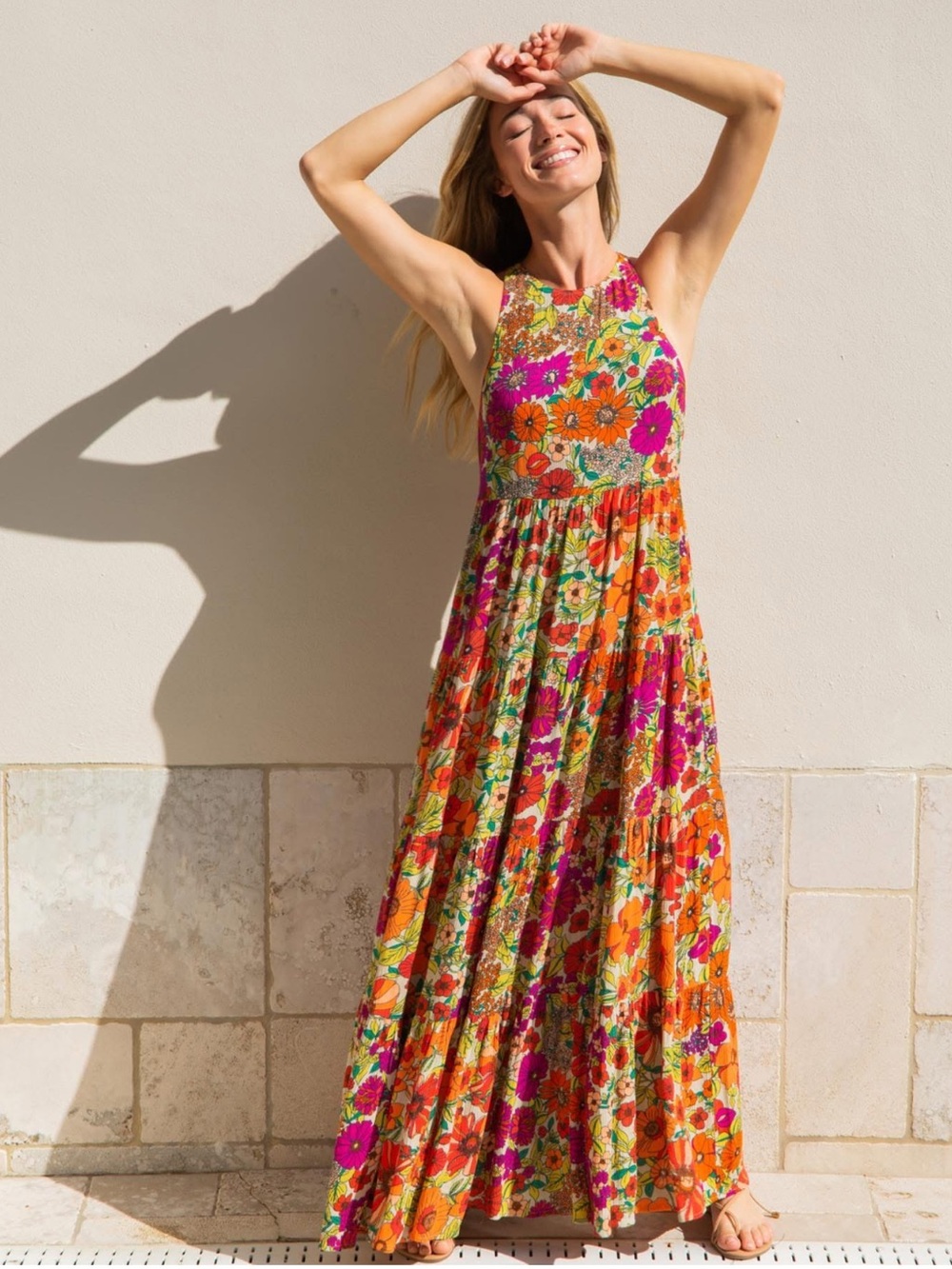Natural Life Halle Floral Halter Maxi Dress - Medium